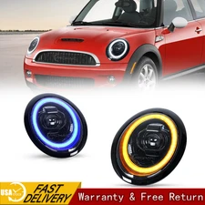 LED Headlights For Mini Coopers R50 R52 R53 2002–2008,w/Animation DRL,Sequential