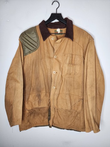 Vintage Stream And Field Distressed Brown Canvas Hunting Jacket Size XL - Picture 1 of 11