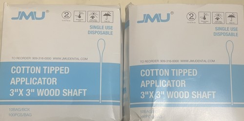 2 Box: JMU Disposable Cotton Swabs 3" Cotton Tipped Applicator 2000 Pcs - Picture 1 of 8