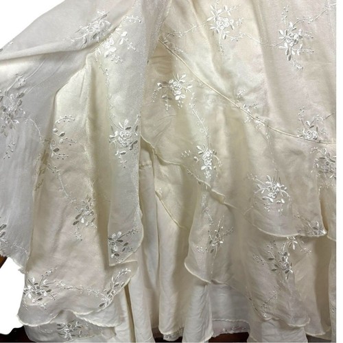 Lulu's Elegant Direction Ivory Embroidered Ruffled Tie-Strap Midi Dress Medium - Picture 6 of 11