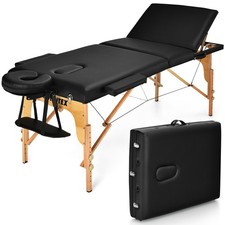 Costway Portable Massage Table 3 Fold 84"L Adjustable Spa Bed w/Carry Case Black