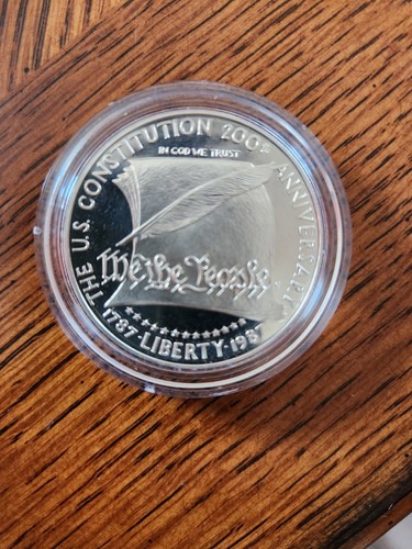 1987 US Constitution 200th Anniv. Comm. Proof Silver Dollar Original Case w/COA - Picture 2 of 3