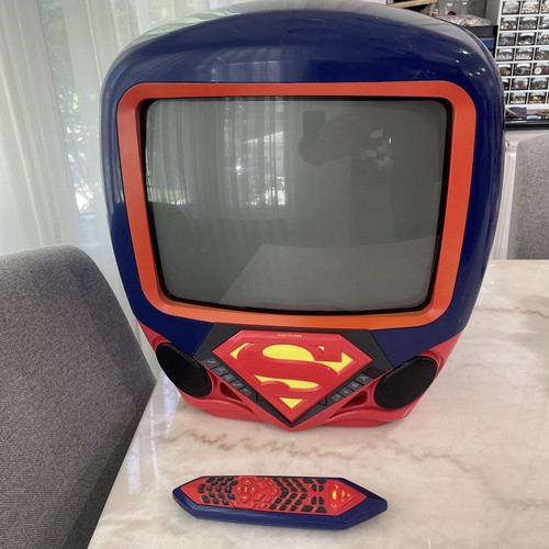 RARE DC Comics Superman CRT Color TV/DVD W/ Remote Needs Repair