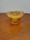 Vtg Fenton 2.5" Daisy And Button Pattern Amber Glass Top Hat Candle Holder