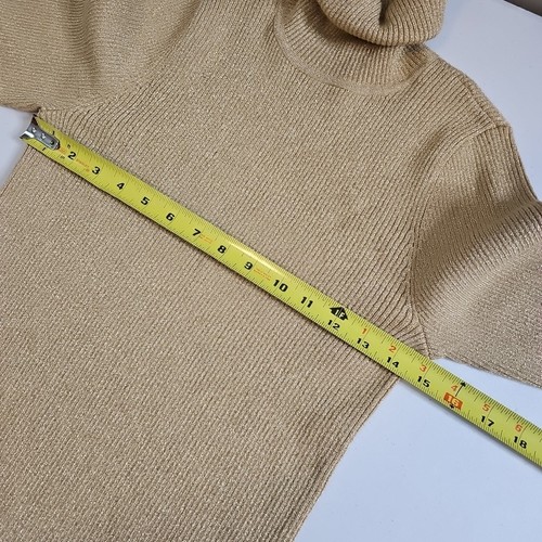 Neu ohne Etikett Polo Jeans Company Damen M Gold Schimmer Rollkragen Stretch Langarm - Bild 7 von 11