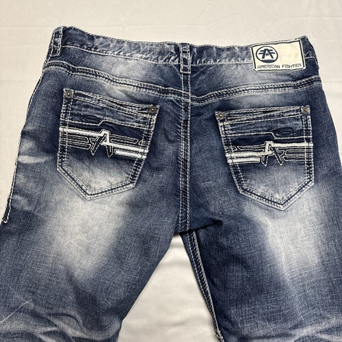 American Fighter Legend Straight Stretch Distressed Jeans 36x34 (40x34) Actual - Picture 13 of 15
