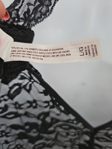 Gilligan O'Malley Black Lace Short Chemise Nightgown Large Molded Cups Racerback - Picture 12 of 12