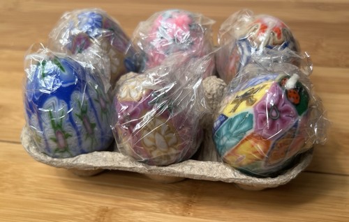 Vintage Millefiori Style Floral Psychedelic Celestial Hippie Boho Egg Wax Candle - Picture 12 of 14