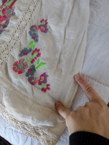 Free People Perfectly Victorian Dress Cream Neon Pink Floral Embroidered Sz M - Picture 15 of 16