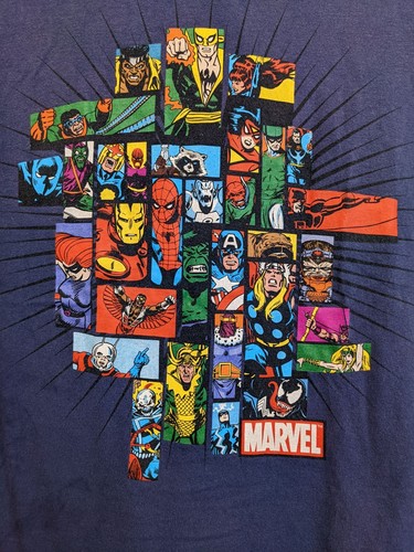 Marvel Navy Blue Super Heroes Plus Sized Disney T-Shirt Short Sleeve Men Size XL - Picture 2 of 4