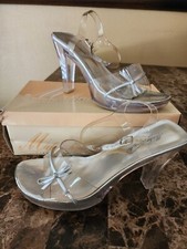 Michaelangelo PAULA Womens Clear High Heel 9M Bridal Prom Shoes David's Bridal