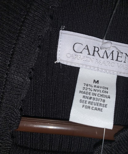 Suéter Carmen Marc Valvo Negro Tejido Mangas Largas Talla M Nuevo con Etiquetas - Imagen 2 de 6