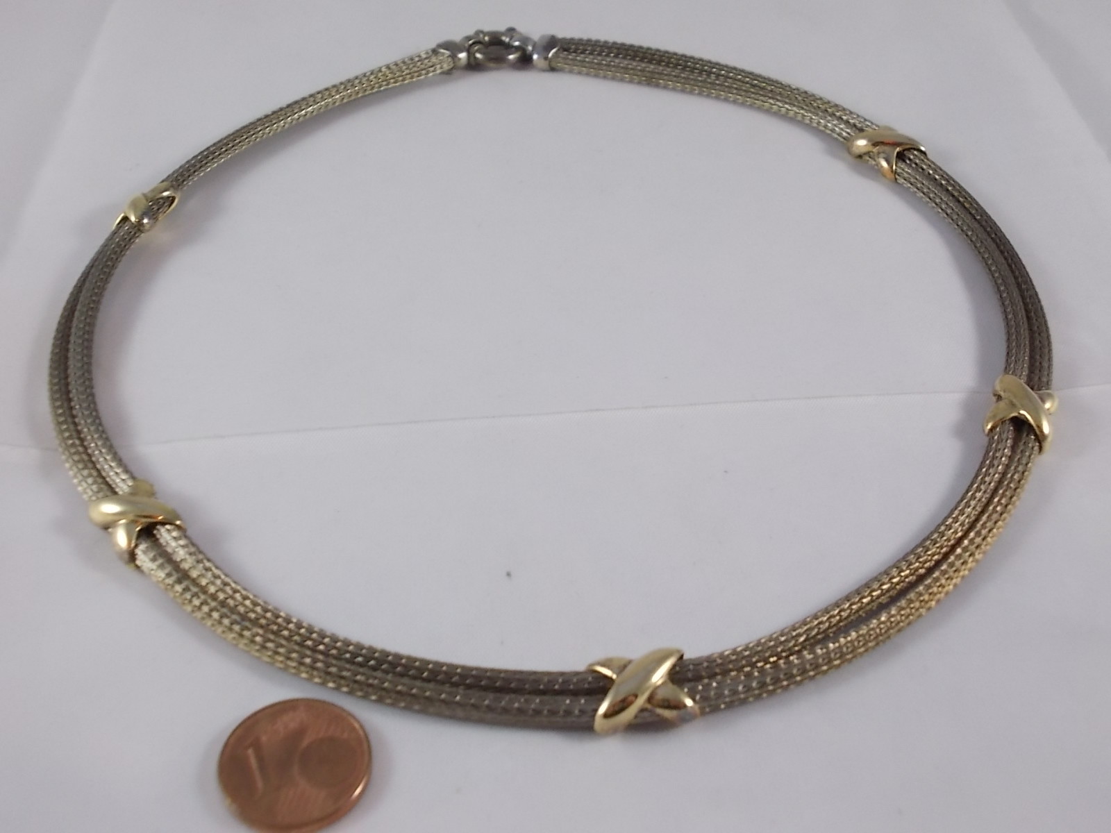 ALLA MODA COLLANA argentoO 925 2-reihig mit 5 placcato placcato placcato oro Elementi 2bc9eb ALLA MODA COLLANA argentoO 925 2-reihig mit 5 placcato placcato placcato oro Elementi 2bc9eb