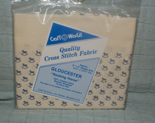 Tessuto Cavallo a Dondolo Artigianale Mondo Aida Punto Croce Gloucester Blu 14 Ct - Foto 1 di 2