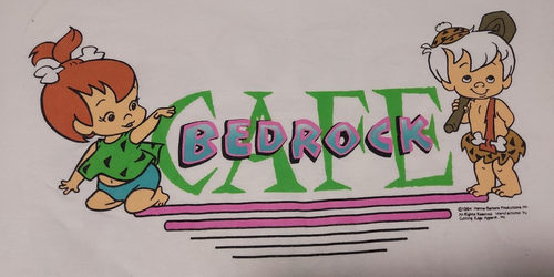 Vintage 1994 Delta L Hanna Barbara Bedrock Cafe Flintstones Pebble White T-Shirt - Bild 9 von 11