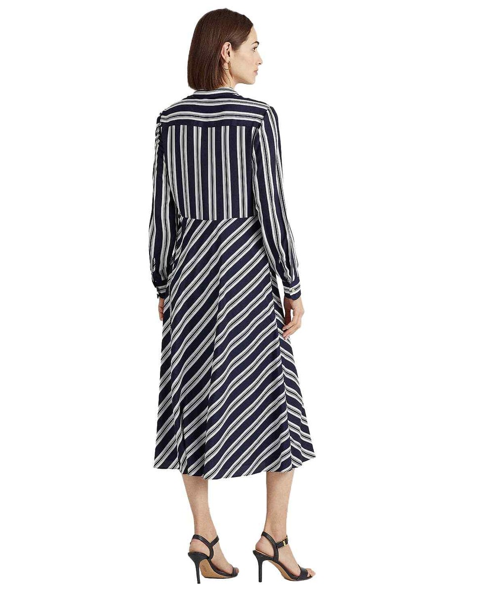 Lauren Ralph Lauren Women's Navy White Striped Tie-Front