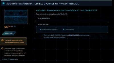 STAR CITIZEN – Vanguard Warden BUK (Battlefield Upgrade KIT) EUR 39,00 - DE
