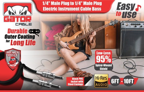 1/4” Male to 1/4” Male Cable Mono Cord Wire Plug Guitar Bass Instrument Keyboard - Picture 43 of 49