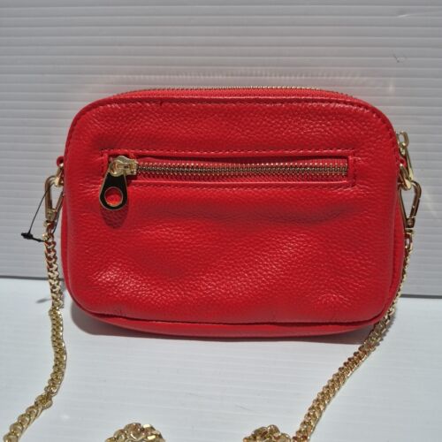 Pratten Red Leather Sweetheart Shoulder Bag Chain Leather Strap NWT - Picture 4 of 7