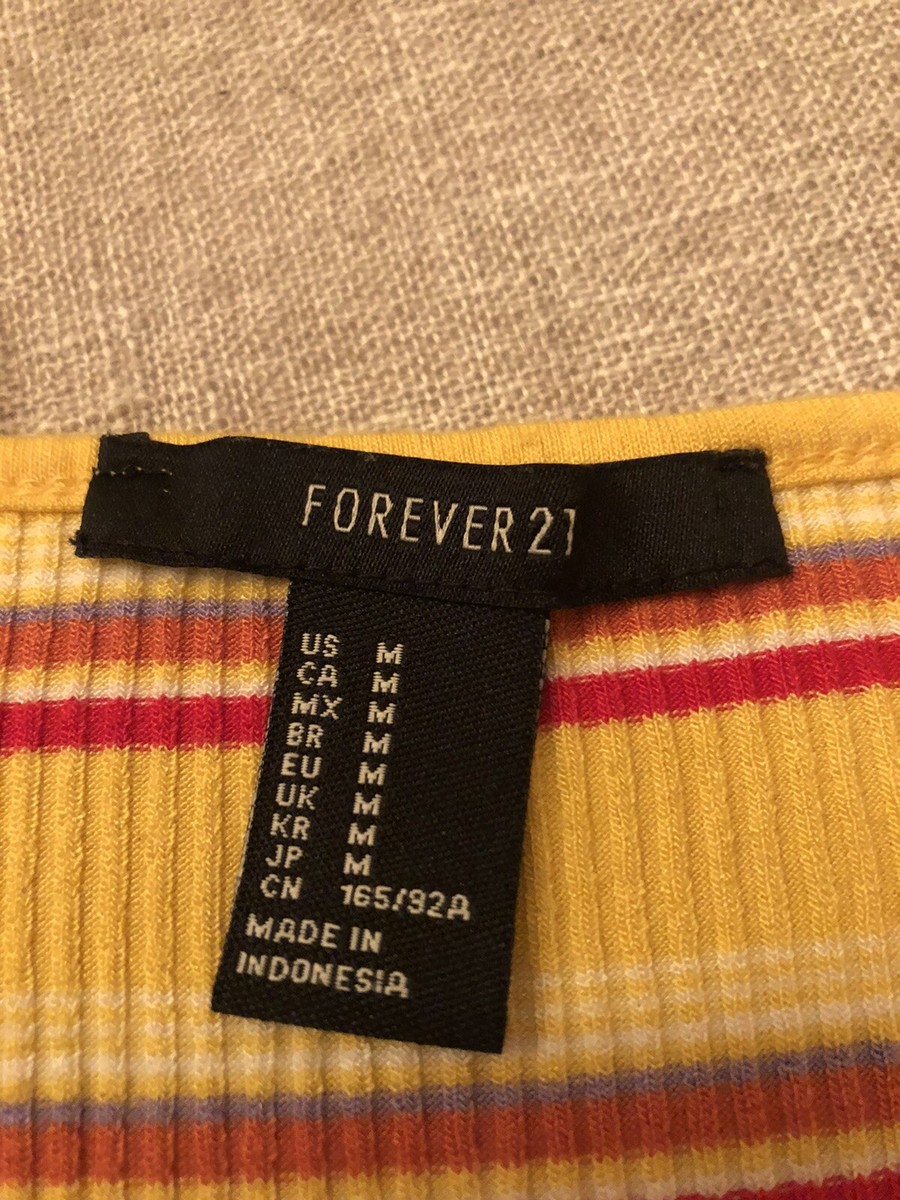 Forever 21 Tank Top, Stripes, Yellow, Orange, Red, Size