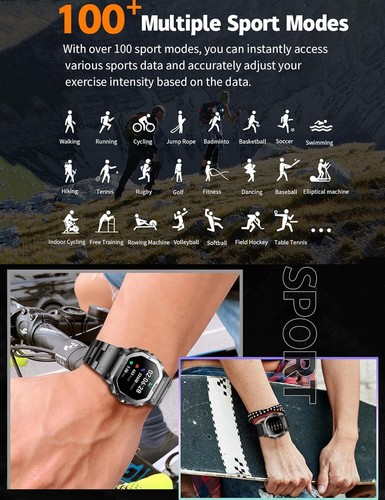 Smart Watch Answer/Make Call 1.57" Screen Fitness Tracker Heart Rate Android IOS - Picture 8 of 10