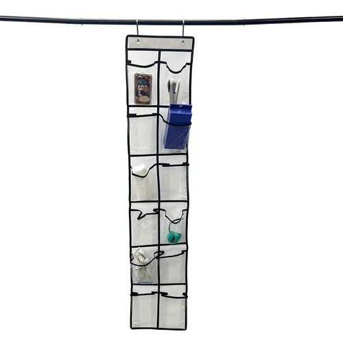 12 Pockets Hanging Door Shoe Organizer Storage Pocket Door Rear Closet with Hook - Picture 4 of 14