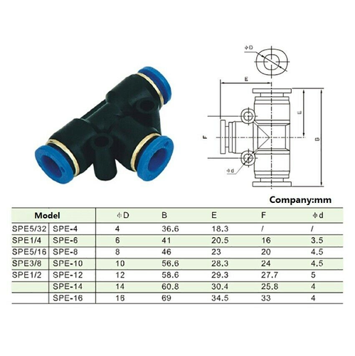 T-junction PE4-16 Pneumatic Air 3 Way Quick Fittings Connector 4-16mm Tube Hose - 第 2/5 張圖片