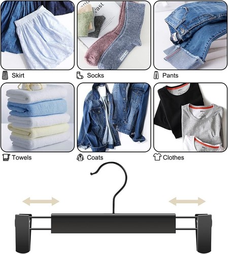 Heavy Duty Pants, Skirt and Clothes Hangers with Non-Slip 2 Clips 10 Pack AU - Picture 4 of 7