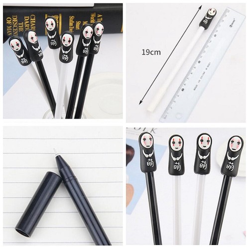 8x Spirited Away Cute Cartoon No Face Faceless Black Gel Ink Ballpoint Pen Gift - Zdjęcie 1 z 4