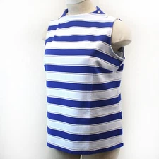 Talbots  Blue Striped Sleeveless Ribbed Blouse Top Small Spring Summer