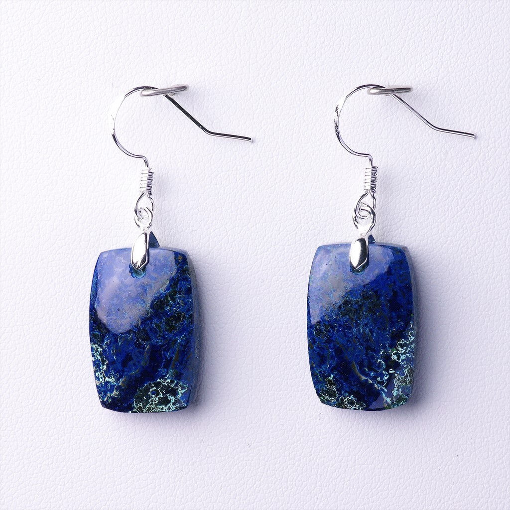 Boucles d'oreilles en azurite véritable de 38,36 ct et argent massif pour femme