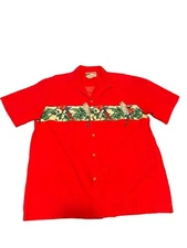 Vintage Paradise Found Hawaiian Shirt Mens XL Red Parrots 100% Cotton USA