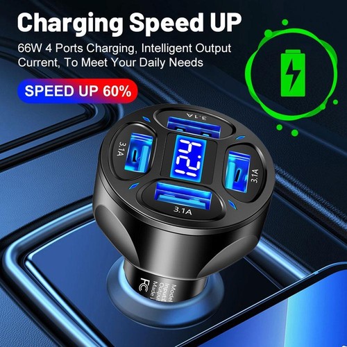 Fast Car Charger 4 USB Port Universal Socket Adapter For iphoneF - Zdjęcie 7 z 17