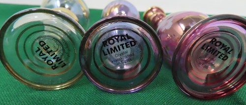 Perfume VTG 3 Egypt Hand Blown Crystal Glass Bottles Gold Trim 6" Royal Limited - Picture 4 of 4
