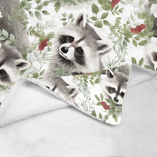 Manta de felpa rústica de flores y mapache rural decoración del hogar tamaño doble - Imagen 2 de 4