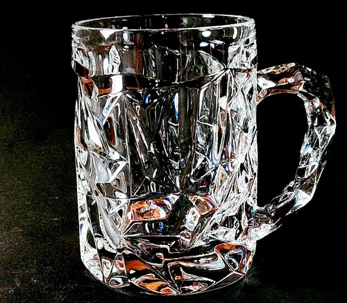 TIFFANY & CO ROCK CUT BEER / BEVERAGE MUG, Lead Crystal, Made in Germany