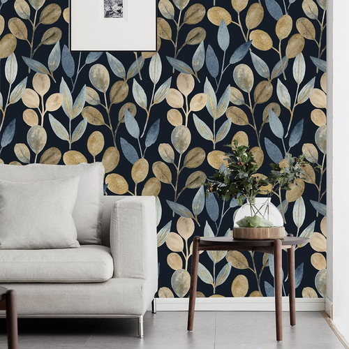 Gold Leaf Vintage Peel and Stick Wallpaper Black Contact Wall Paper Removable Vi - Picture 4 of 12
