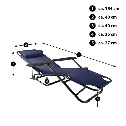 Sonnenliege klappbar Relaxliege Liegestuhl navy Klappliege Gartenstuhl Stahl - Bild 6 von 7