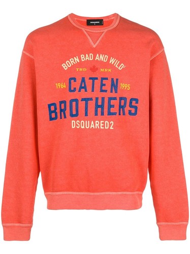 Dsquared2 Caten Brothers Print Sweatshirt - Red - Size Medium - Picture 1 of 10