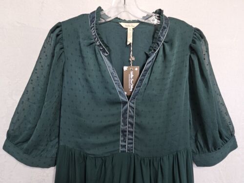 Matilda Jane Cottage Core Heart to Heart Opening Night Clip Dot Dress Sz M Green - Picture 2 of 12