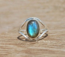 Labradorite Oval Statement Ring, 925 Sterling Silver Handmade Ring