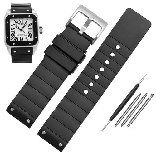 23 mm Gummi Uhrenarmband für Cartier Santos 100 Silikon Wasserdicht Uhrenarmband - Bild 6 von 13