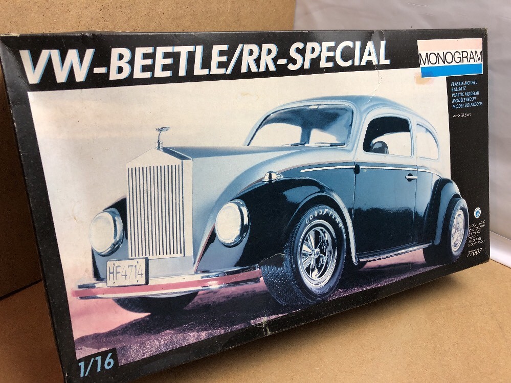 Monogram 1 16 77007 VW-BEETLE RR-SPECIAL vintage model kit factory tab sealed Monogram 1 16 77007 VW-BEETLE RR-SPECIAL vintage model kit factory tab sealed