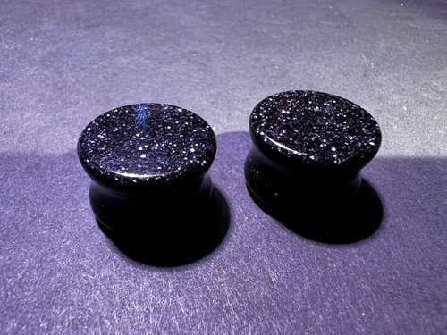 Handmade Purple Glitter Resin Plug Earrings 18mm - Picture 5 of 6
