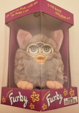 WORKING!  FURBY 1998 ORIGINAL 1st Generation GREY TABBY/GREY! New In Box!