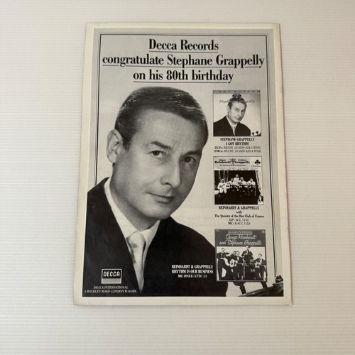 Stephane Grapelli 80th Birthday Concert Barbican Hall 1988 Jazz Programme - Picture 2 of 5