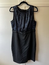 Tahari Women's Gray & Blue Pencil Dress-Size US 14