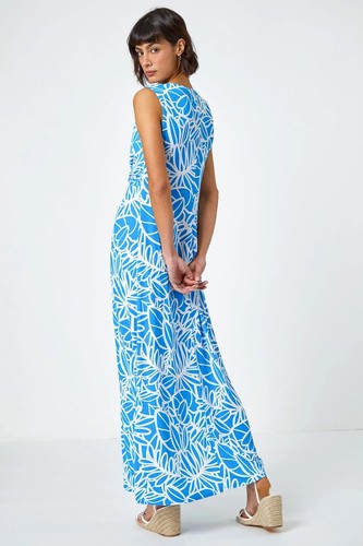 ROMAN MAXI DRESS SIZE 16, Stunning Blue Floral Print Twist Front Maxi Dress - Picture 11 of 12