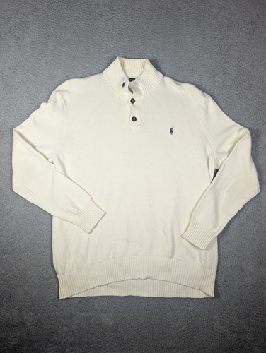 Polo Ralph Lauren Rollkragenpullover Herren 2XL Creme Elfenbein Baumwolle Sweater Henley