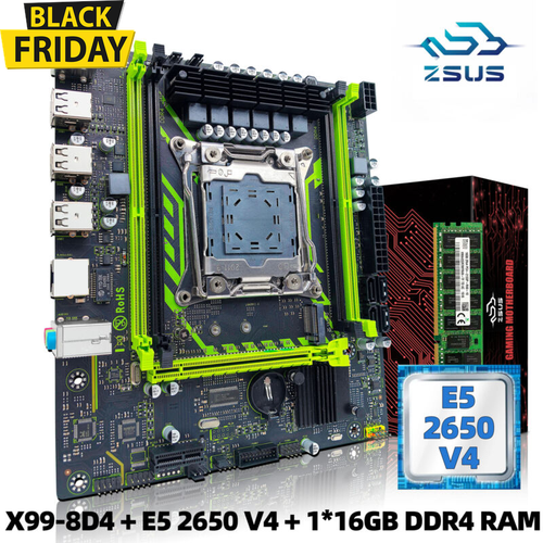 ✅Kit Set Scheda Madre ZSUS X99-8D4 Con CPU LGA2011-3 Xeon E5 2650 V4 DDR4 16 GB - 第 1/15 張圖片